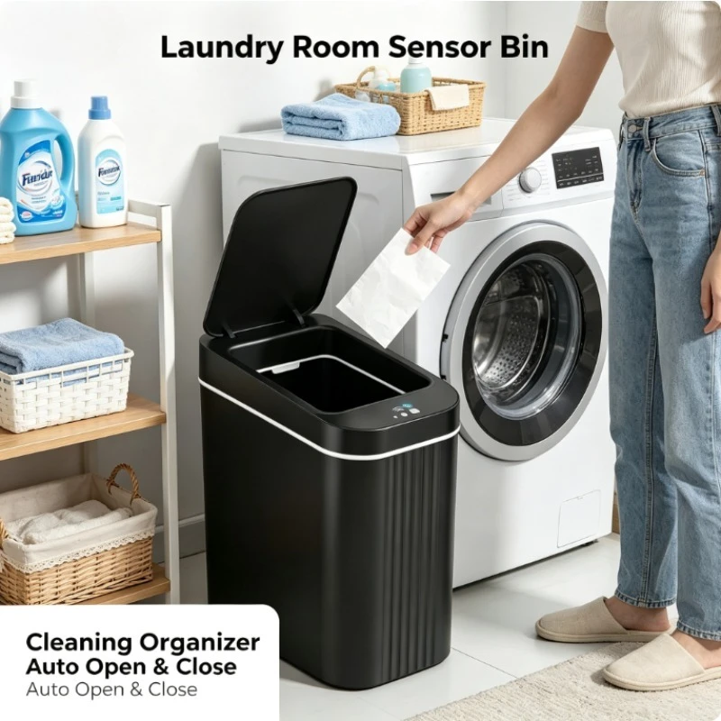 Cubo de basura inteligente con sensor de 15 litros, diseño que evita el contacto accidental, cubo de basura con activación automática por inducción, ideal para dormitorios, salones, cocinas y uso