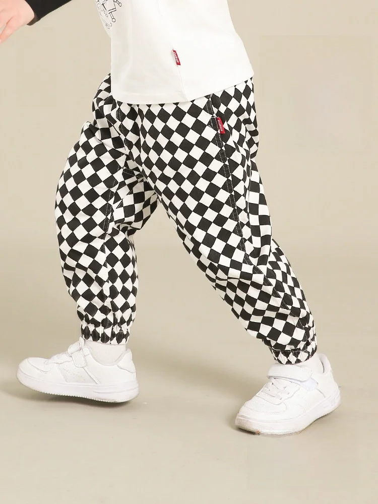 boys-casual-trousers-summer-spring-plaid-anti-mosquito-loose-long-pants-baby-toddler-children's-clothing-elastic-waistband
