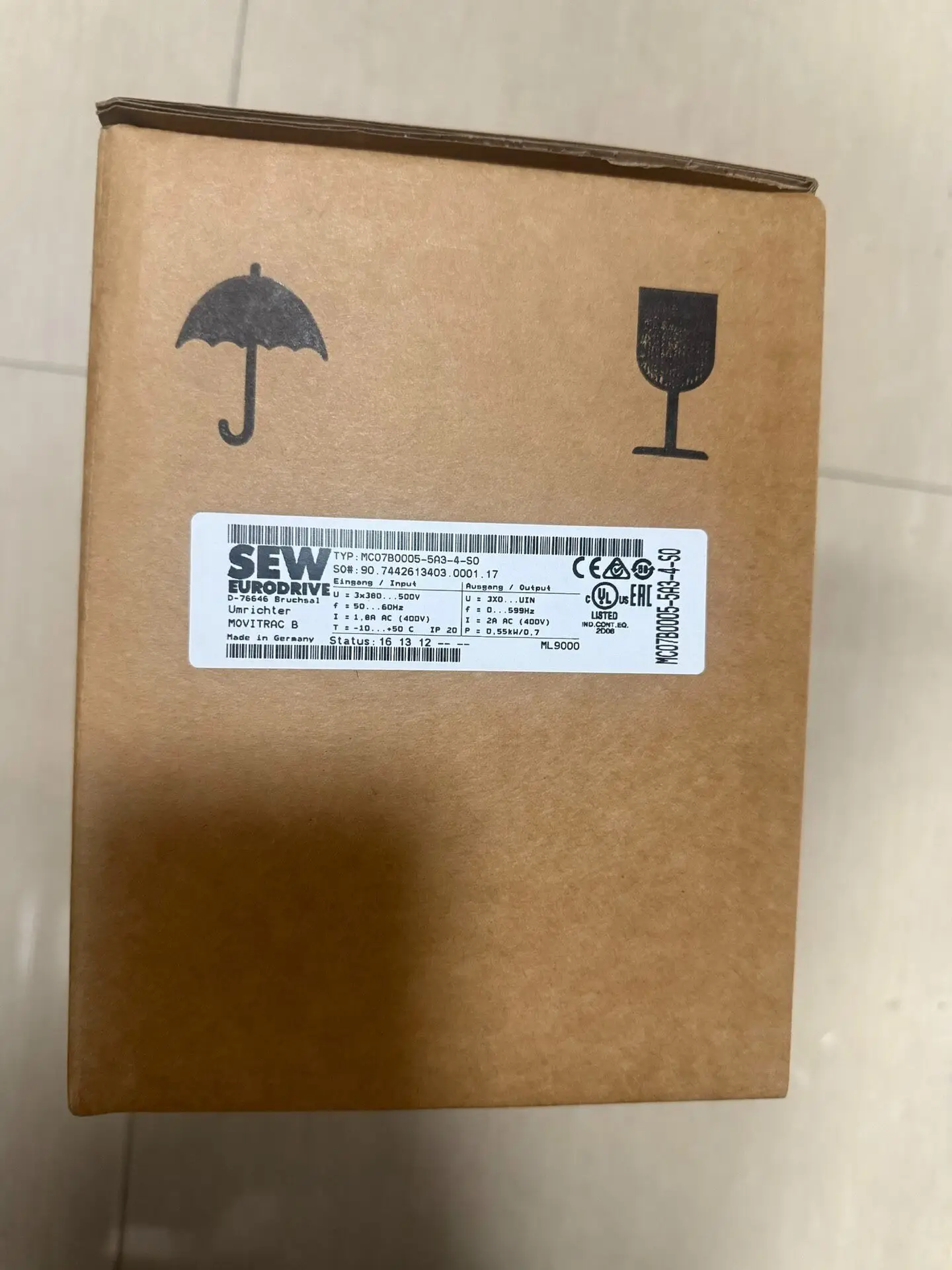 MC07B0001-5A3-4-S0 New SEW Inverter 0.5