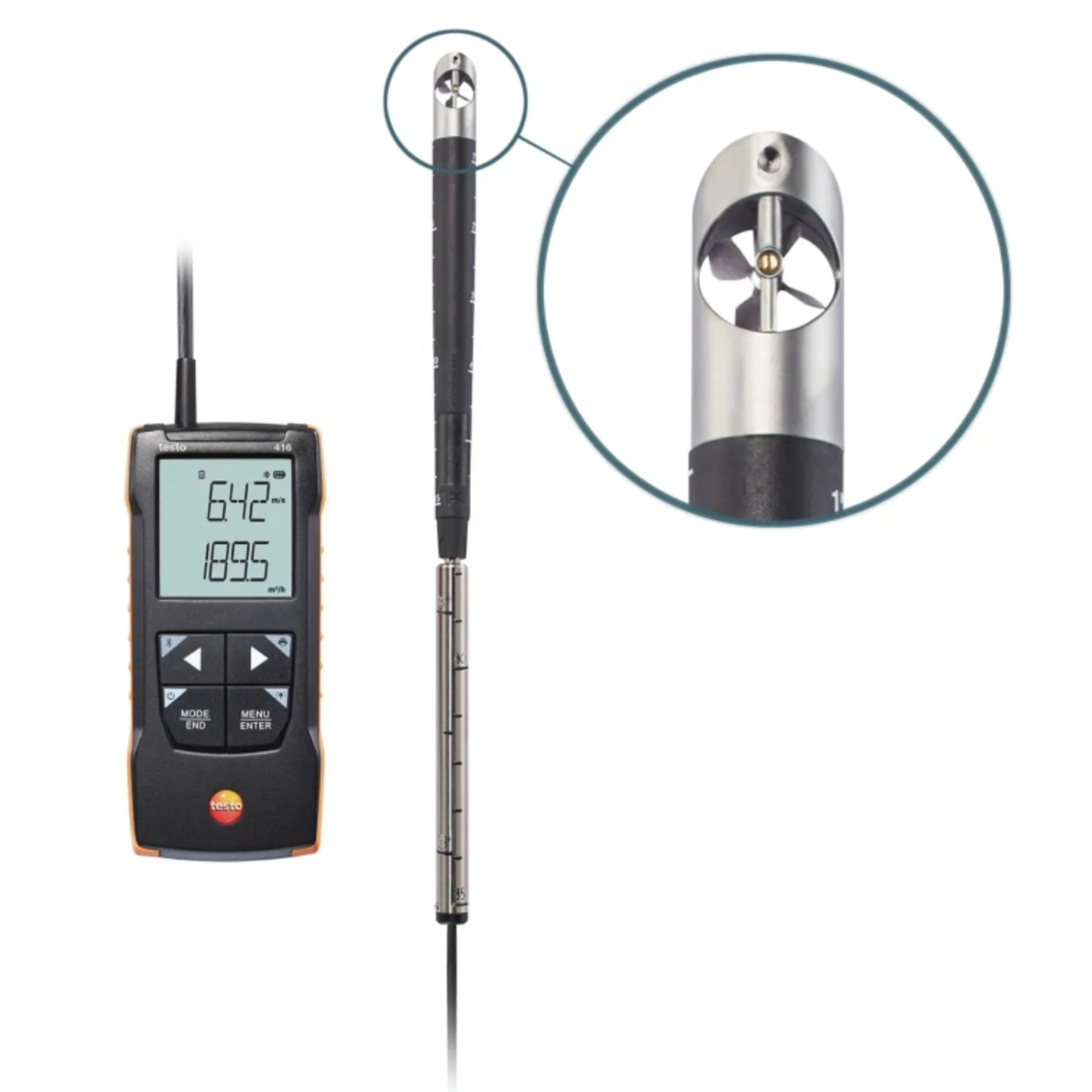 

Cable-connected Telescopic Probe Testo 416 - 16 Mm Vane Anemometer With App Connection (Order No. 0563 0416)