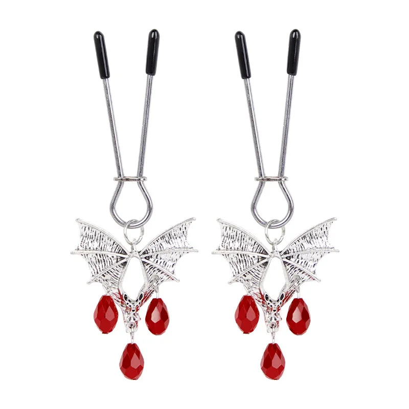 Exotic Breast Clip Red Diamond Bat Clip Box Couple Flirting Props SM Training Nipple Supplies Sex Toys