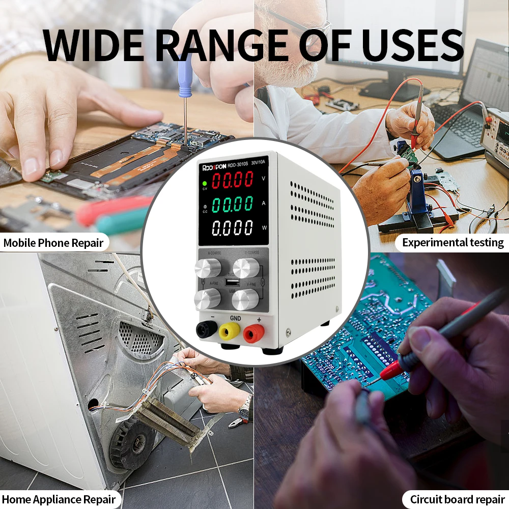 3010S DC Power Supply Variable 30V 0-10A Switchable Multifunctions DC Power Supply Adjustable Different Voltages Regulator Bench
