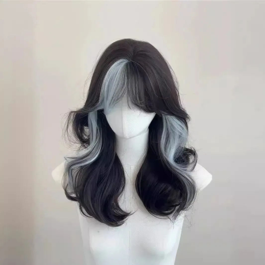 SHIMMER Ombre Wig Black Wavy Hair for Daily Use Party heat resistant Synthetic Wigs for Women Cosplay Lolita Wig Headband Wigs