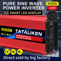 Inverter 2500W 3500W 4500W High Power DC12V/24V To AC 110V 60HZ  Voltage Pure Sine Converter Car Accessories Solar With LED