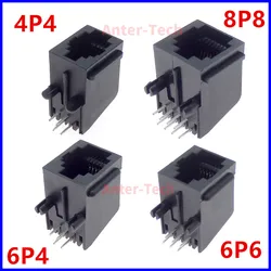 5PCS RJ11  RJ12 phone socket Curve Pin 5722 57-4P4C 6P6C 6P4C 8P8C Female hole Pcb connector 4 pin 6 pin 8 pin PCB