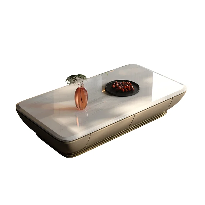 

Light luxury natural marble coffee table solid wood Italian minimalist coffee table