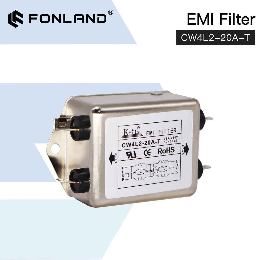 Fonland Power EMI Filter CW4L2-10A-T / CW4L2-20A-T Single Phase AC 115V / 250V 20A 50/60HZ OEM Replacement