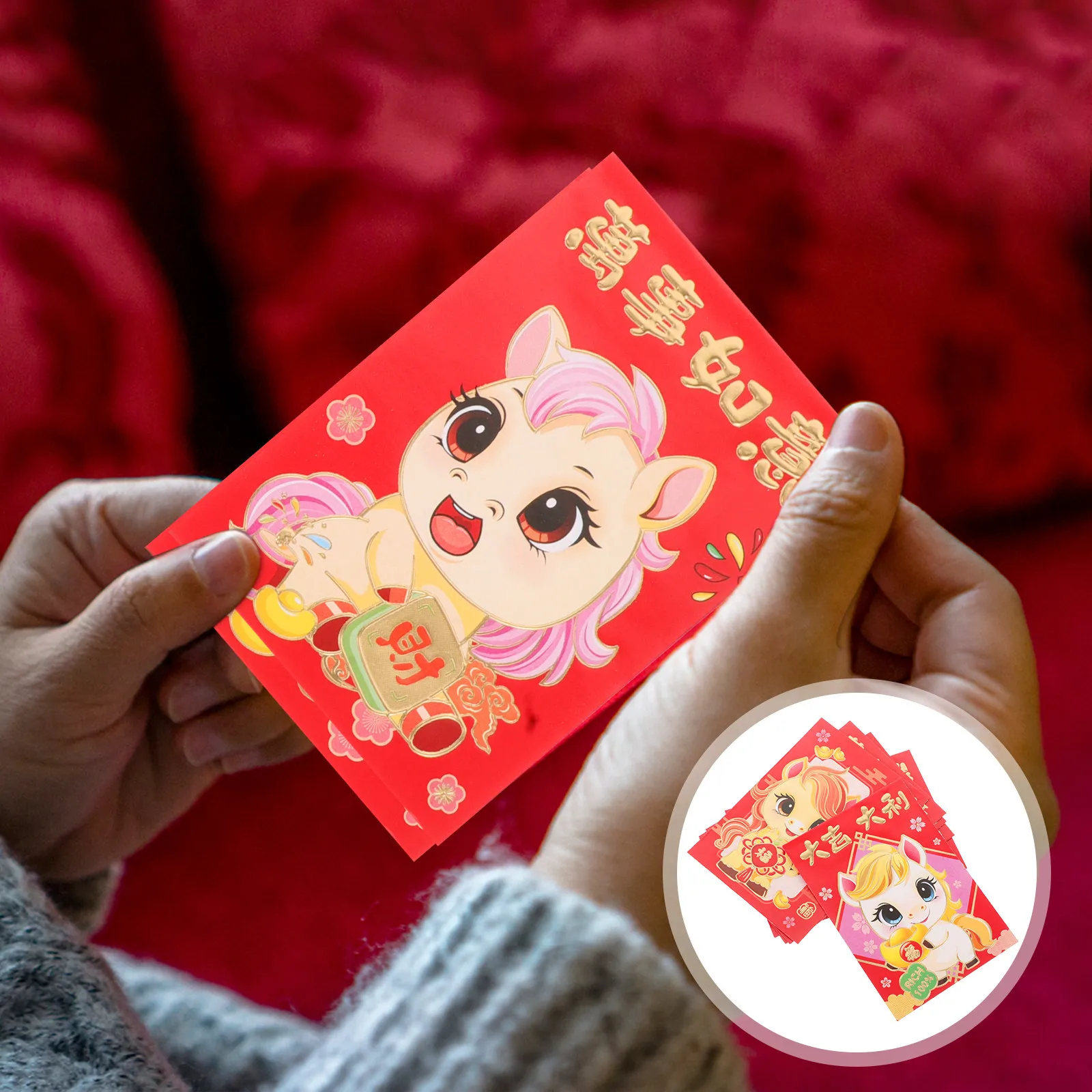 300Pcs Creative Red Envelopes Year of Horse Design Traditional Lunar New Year Money Packets Festive Spring Festival Hong Bao