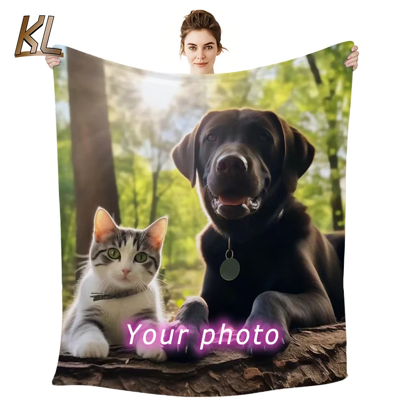 Custom Flannel Throw Blanket Personalized Photo Fleece Blankets Sofa Gift Customized Text Pictures Sudoku for Pet Friends Family