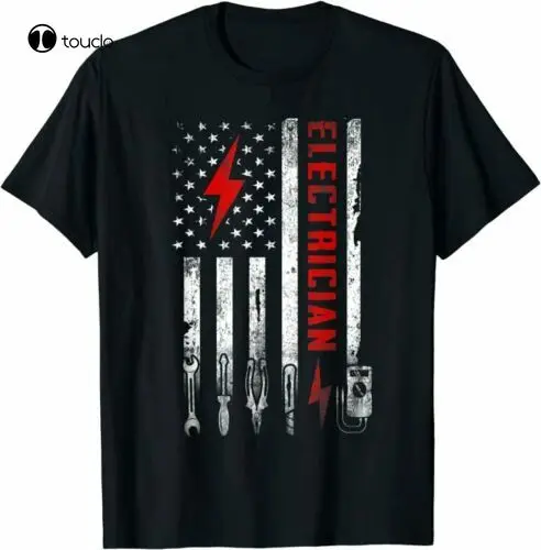 Electrician Patriotic American Flag Electrician Gift T-Shirt Tee Shirt unisex