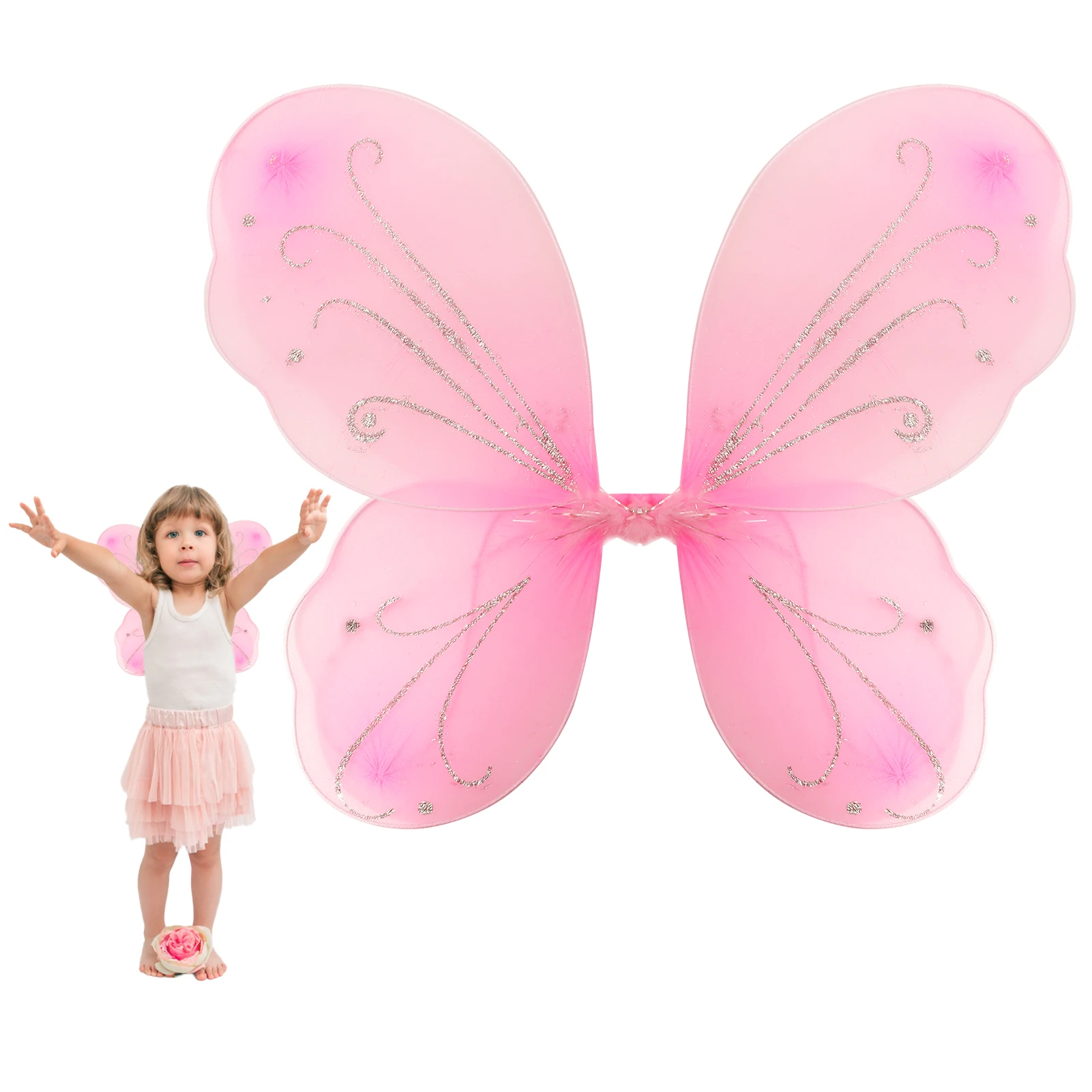 Girls Butterfly Fairy Wings Fairy Costume Sparkle Princess Wings Party Favor Toddler Dress Up Fairy Wings Costume Props