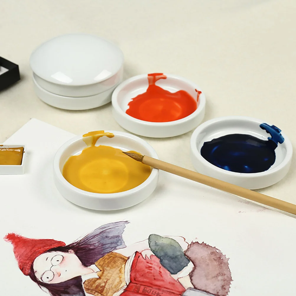 Tray Ceramic Ink Disc Palette Plate Dish Pigment Ceramics Paint Painting Tool White Color Mixing