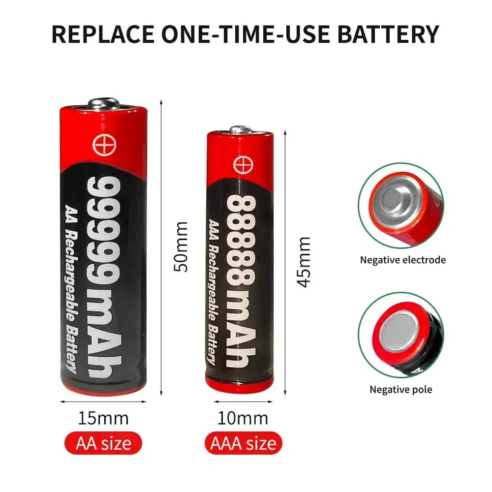 New Brand 1.5V AA 1.5V AAA  Alkaline 1.5V Clock Toy Camera Battery Rechargeable Battery+USBcharger rechargeable battery