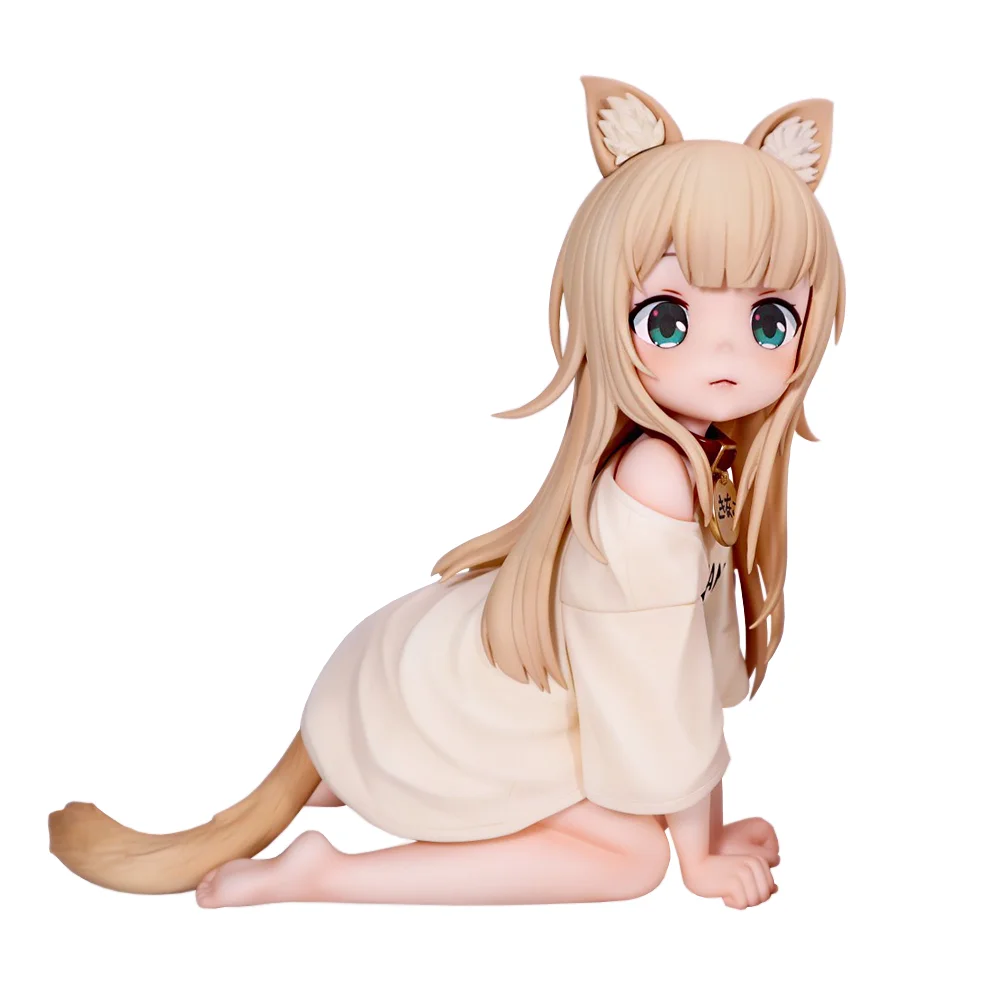 Anime kinako figure Kawaii Kinako Cute Cat Girl Kneeling pose Action figure Nightgown styling Model Collectible Decoration Gift