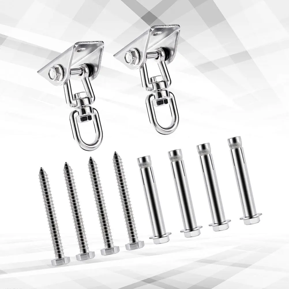 

2pcs Stainless Steel Swivel Weight Bearing Hook Heavy Duty For Chair Hammock Swing With Bolts Cement Nails Silver