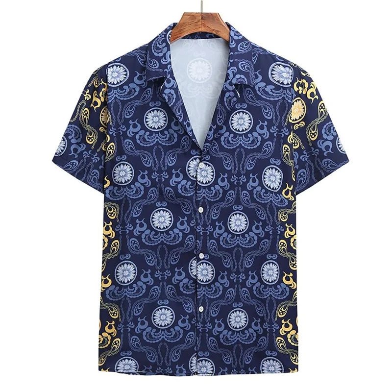 

3d Print Luxury Designer Hawaiian Shirt For Men Lapel Collar Short Sleeve Beach Street Button Shirts Summer Blouse Clothes