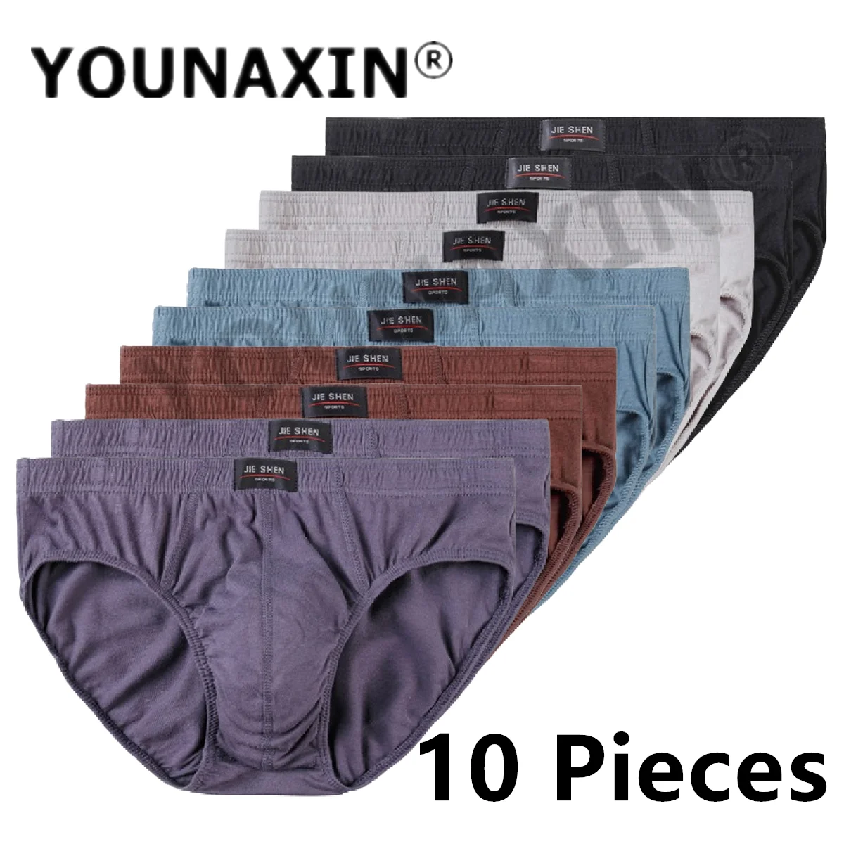 YOUNAXIN 10 Pieces Big Size Men Underwear Briefs Cotton Panties Stretch Bottom Shorts Underpants Wholesale