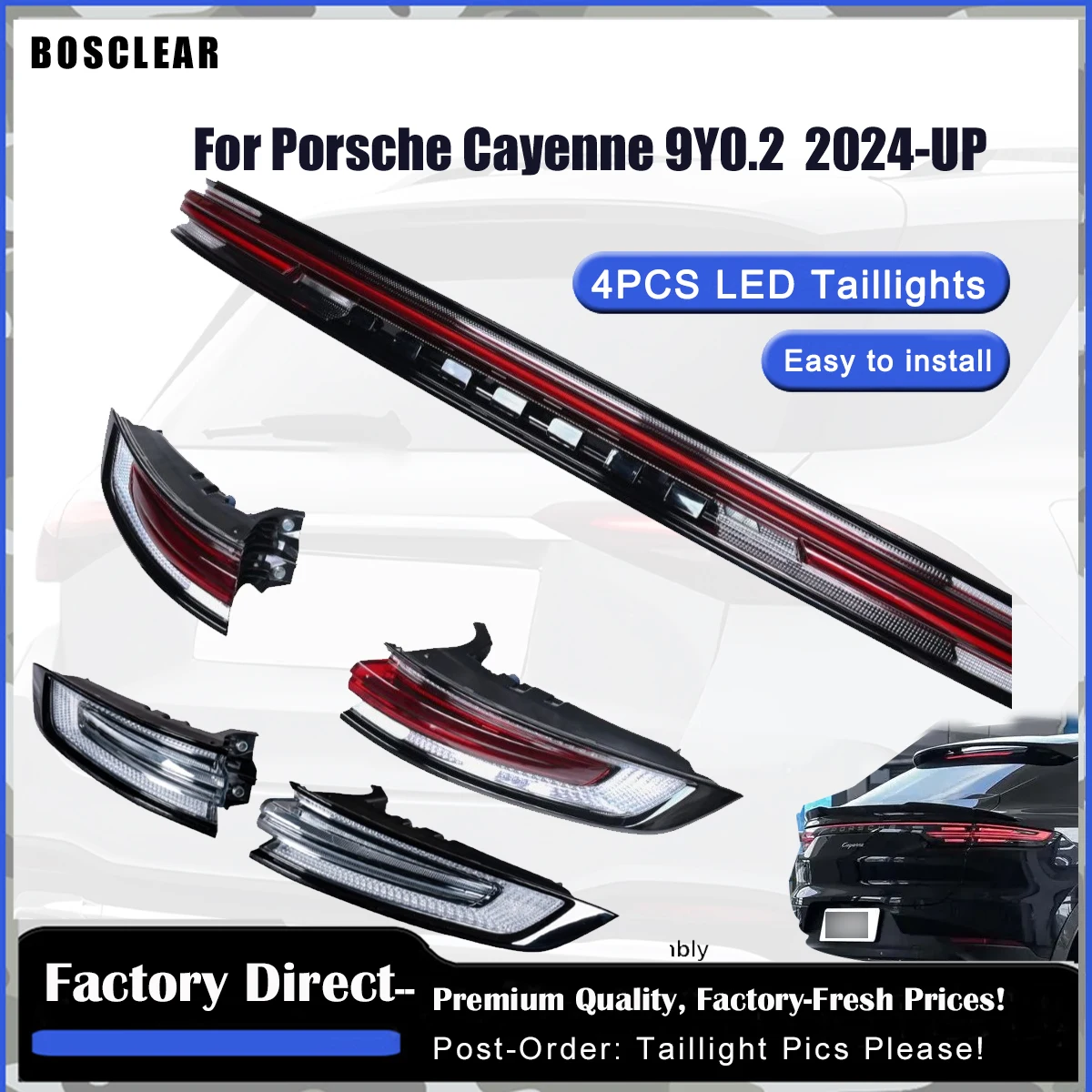 Tail Lights LED Assembly For Porsche Cayenne 9YA 9YB 2024-2026 Rear Brake Lamps Dynamic Turn Signal Replacement Auto Accessories