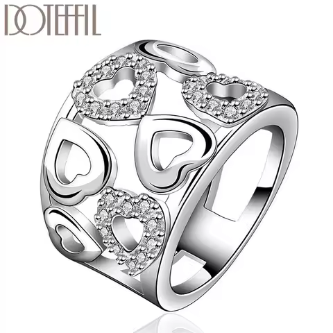 Heart AAAAA Crystal Ring For Silver Color Women Fashion Wedding Engagement Party Gift Charm Jewelry