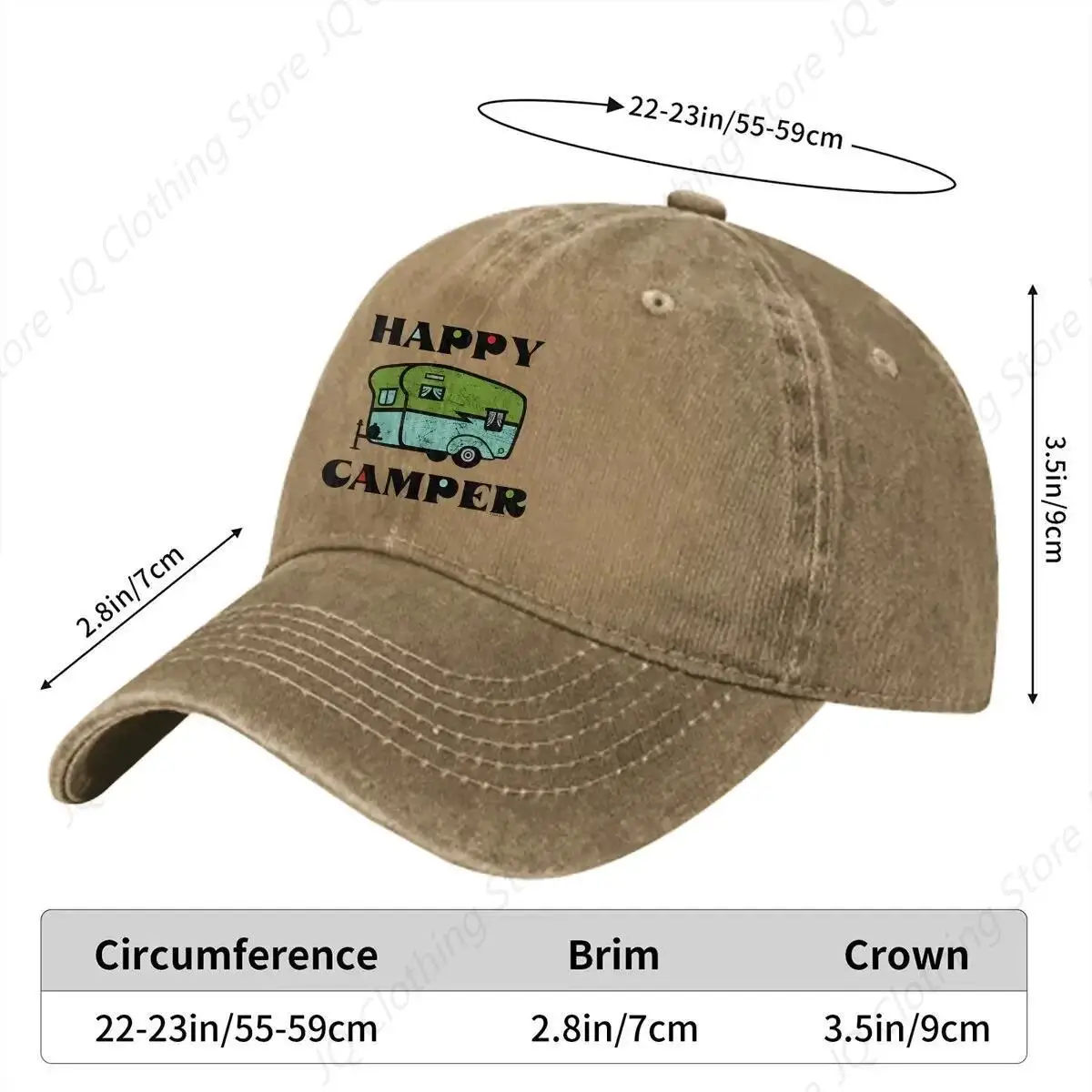 Camper Camping Multicolor Hat Peaked Women's Cap Happy Camper Personalized Visor Protection Hats