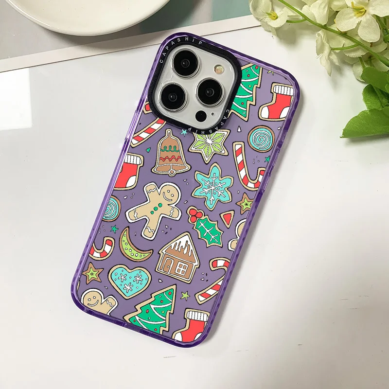 Hot Christmas Sticker Silicone Soft Case For Iphone 11 14 15 Pro Max Funda 12 13 Pro 7 8 Plus X XR XS Shockproof Bumper Cover