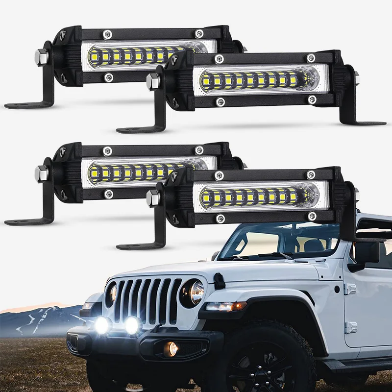 4.5inch Slim LED Light Bar For Truck Tractor 9V-36V Small LED Work Light Pods Off Road Auxiliary Fog Lamp Night Riding Headlight