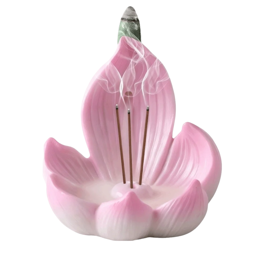 Zen Chinese Style Lotus Incense Burner 3 Hole Resin Lotus Tabletop Incense Base Lotus Ornament Sleep Aid Lotus Censer Holder
