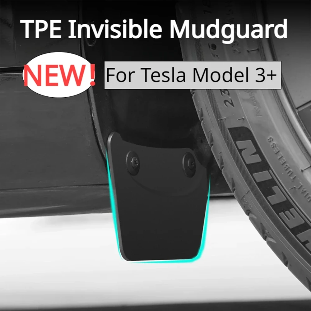 

for Tesla Model 3 Highland 2024 Mudguards Invisible Wheel Fender Splash Guards TPE Mud Fenders New for Model 3+ Accessories