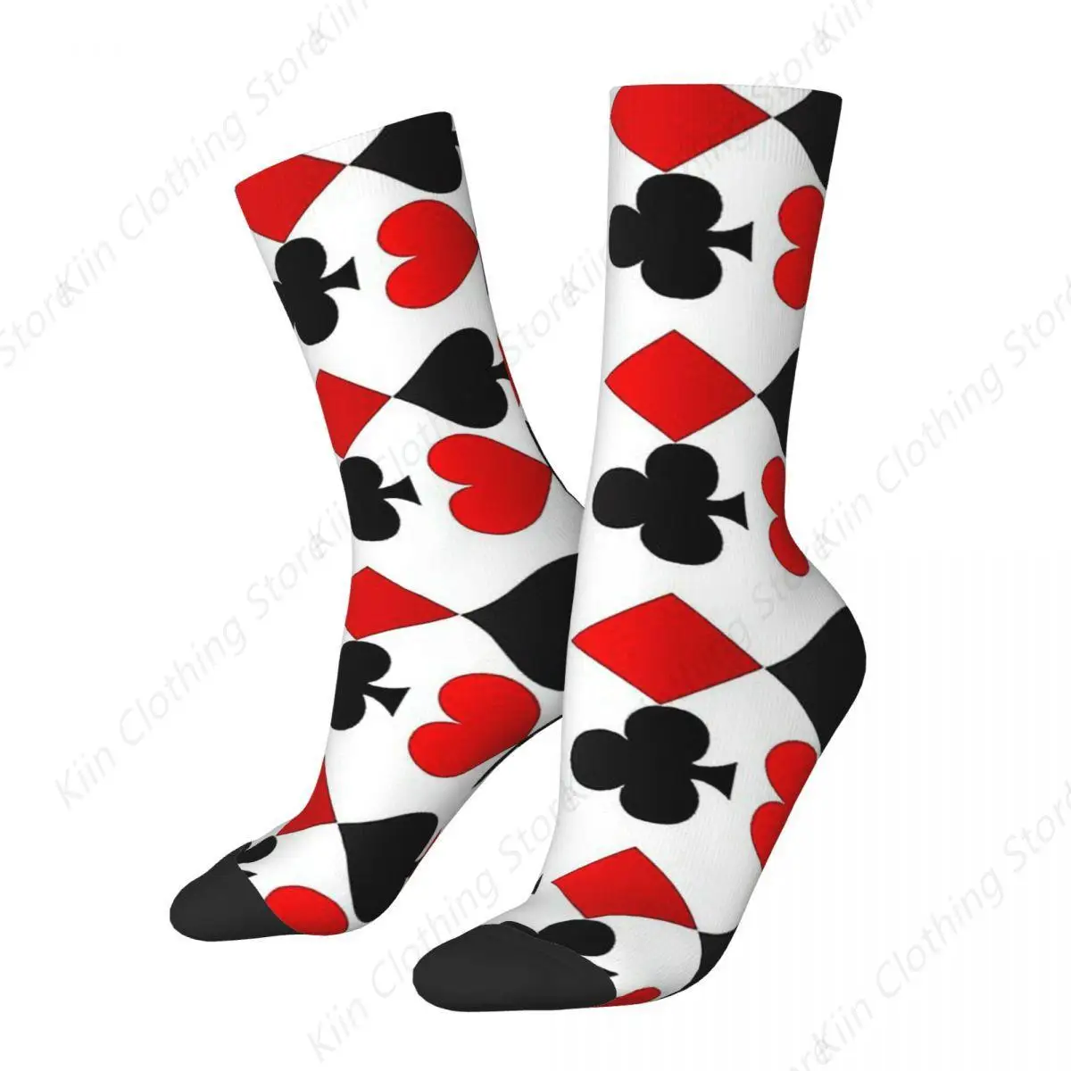 Hip Hop Retro Hearts Diamonds Clubs Spades Playing Card Crazy Men's Socks Unisex Harajuku Seamless Printed Crew Sock Boys Gift