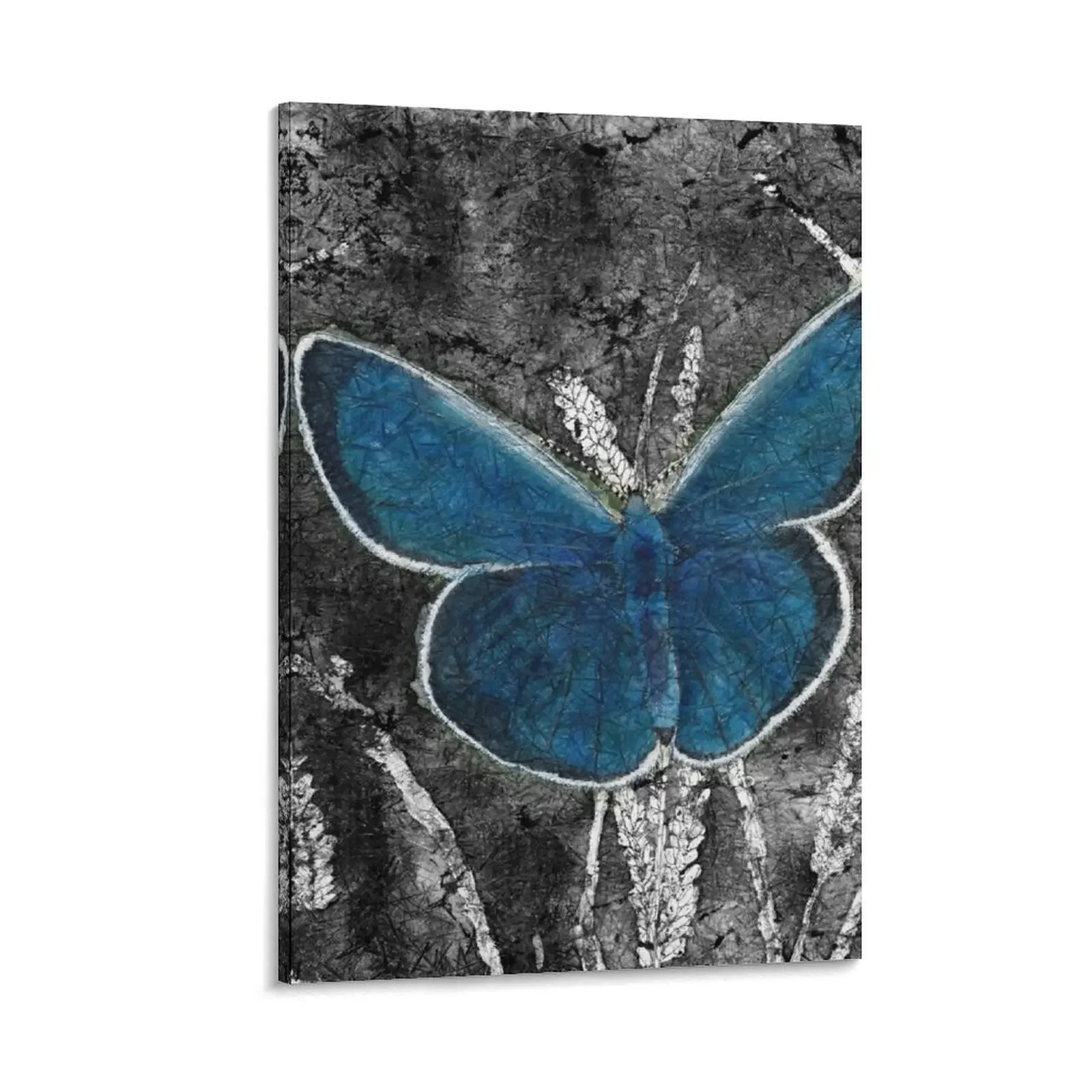 

Blue Karner Butterfly in Selective Color from Watercolor Batik Canvas Painting anime figure room decorations aesthetic