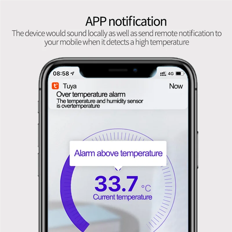 A42Z-Tuya Zigbee Temperature And Humidity Sensor Alarm With LED Display For Seedling Fermentation Animal Breeding
