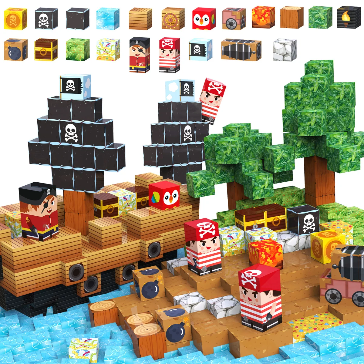 Blocos de construção magnéticos, brinquedos educativos para meninos e meninas, ímãs de empilhamento para crianças, natal, presentes de halloween, cor aleatória