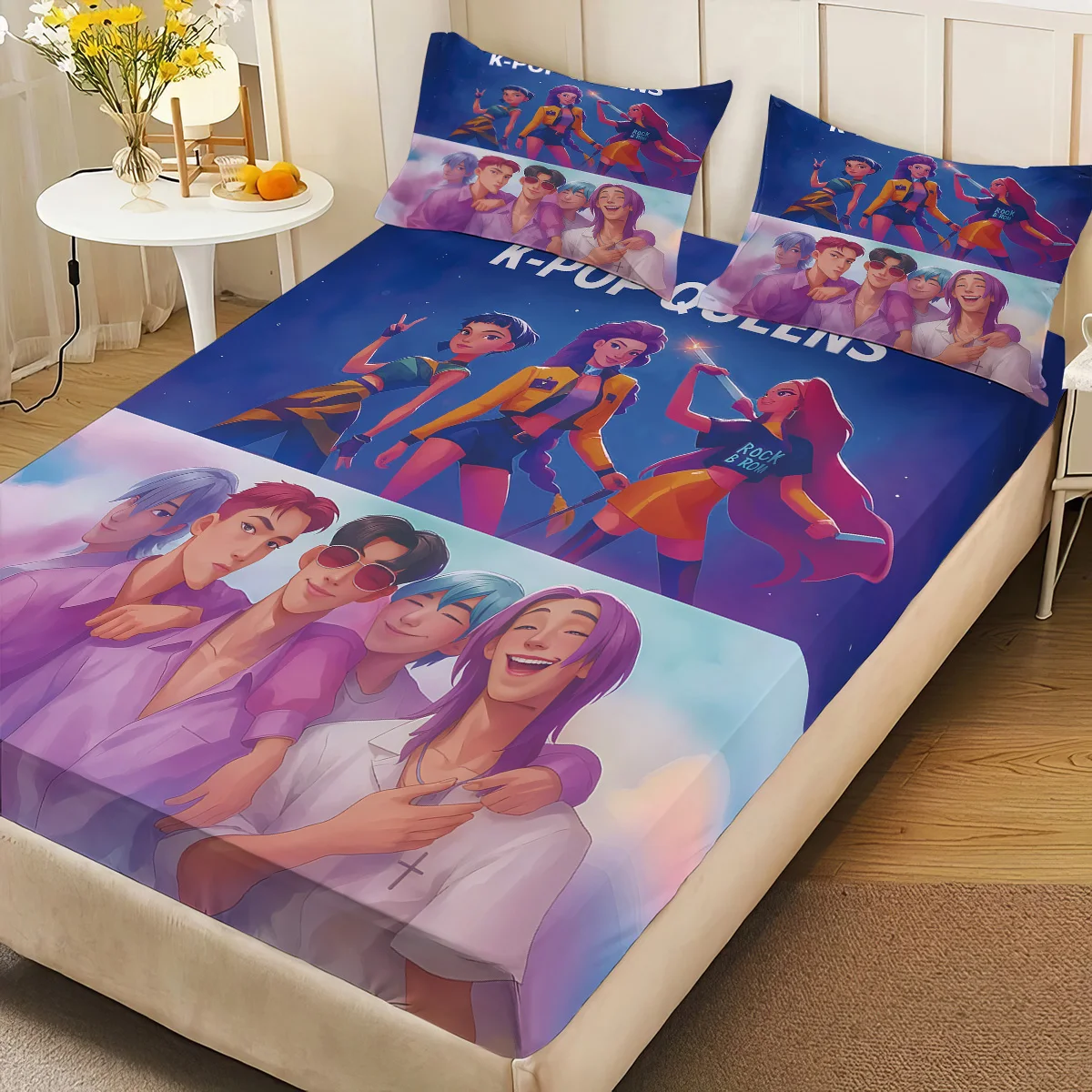 3 قطعة K-Pop شيطان الصيادين طباعة coreless غطاء سرير مجموعة أحجام متعددة لينة غطاء السرير غرفة نوم الفراش الديكور آلة قابل للغسل