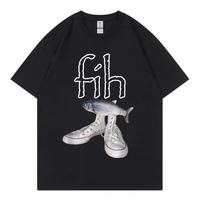 Funny New Style Hot Sale Fih Shoes Graphic T Shirts Misspelled Fish Meme T-shirts Men Women Casual Fashion Short Sleeve T-shirt