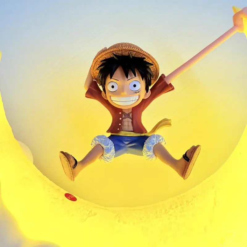 Lampka Nocna One Piece Luffy Magnetyczna Anime Księżycowa Lampka Dekoracja na Biurko Zabawny Prezent Świąteczny dla Dzieci Kolekcjonerska Figurka Akcji