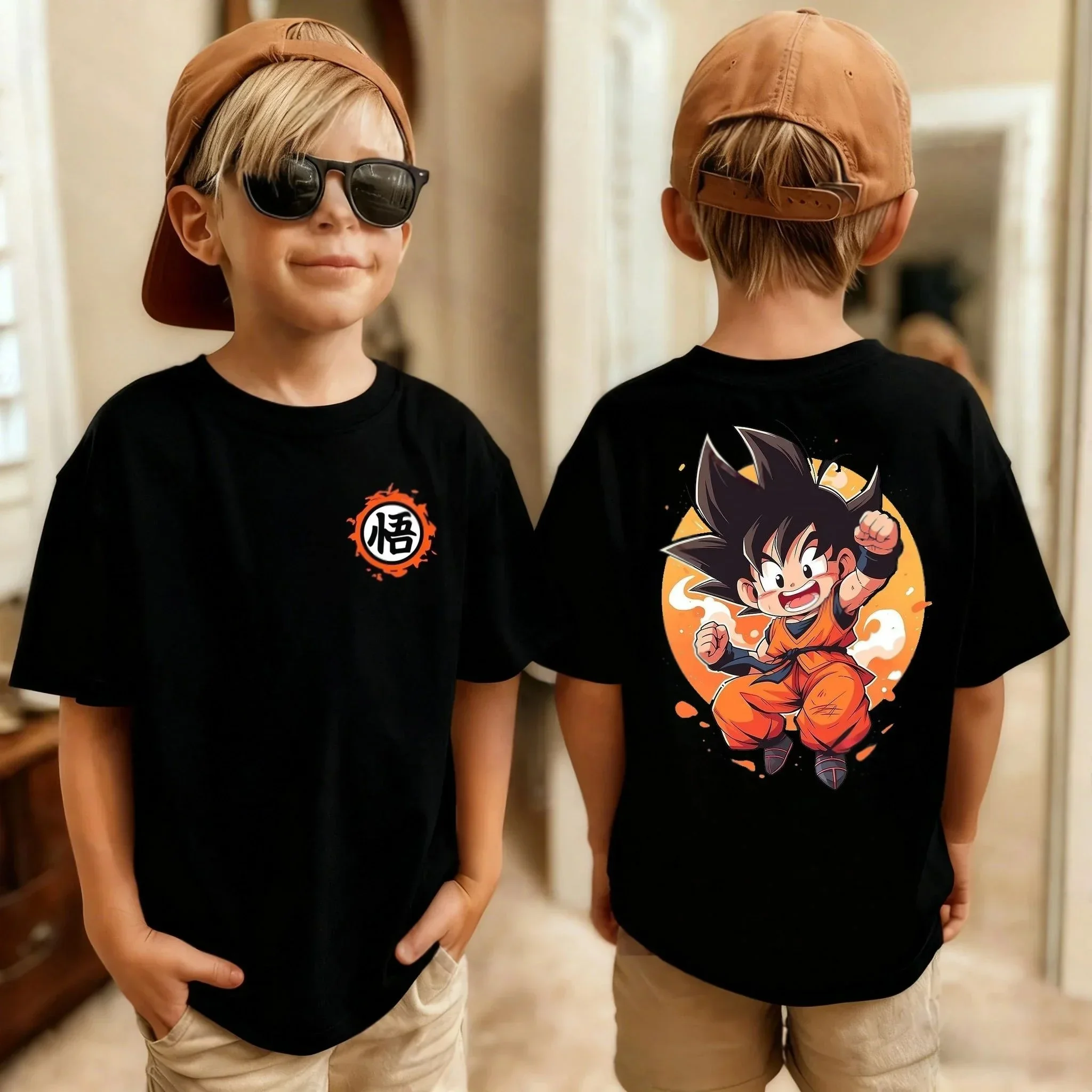 Neueste Version Dragon Ball Goku Anime T-Shirt - Kinder-T-Shirt aus reiner Baumwolle - Weiches und flauschiges, bequemes Oberteil für Jungen oder Mädchen – Detail 4