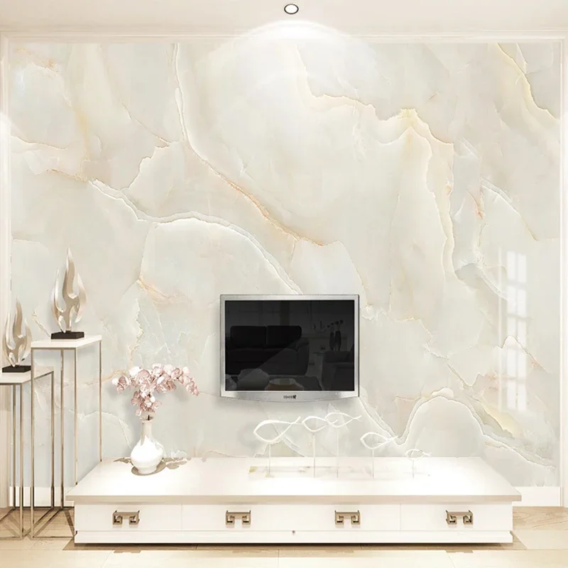 Fototapete, modern, schlicht, beige, Marmor-Hintergrund, Wandgemälde, Wohnzimmer, TV, Sofa, Hotel, Luxus-Dekor, Papel De Parede Sala 3D
