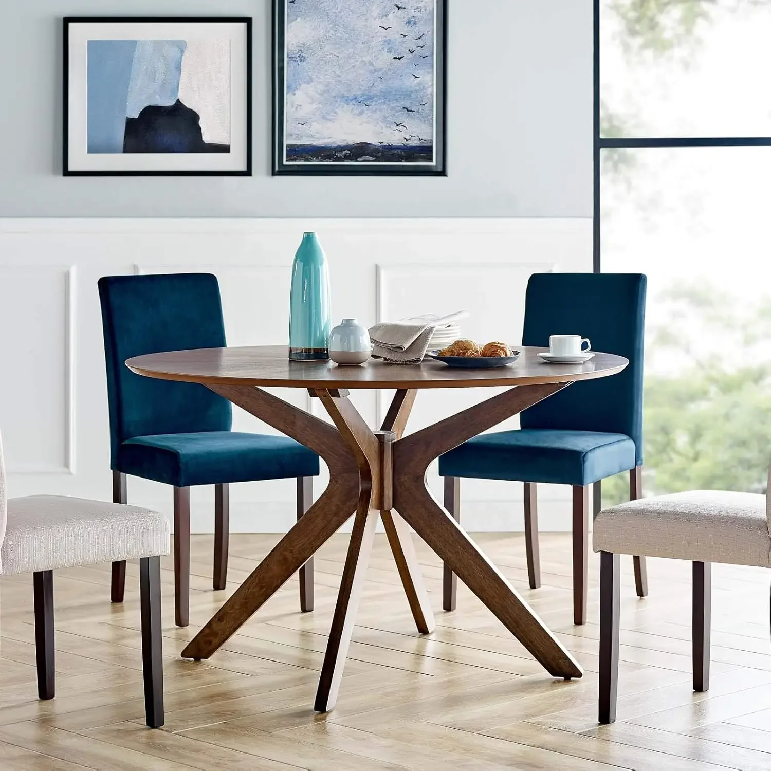 Crossroads 47" Round Wood Dining Table,