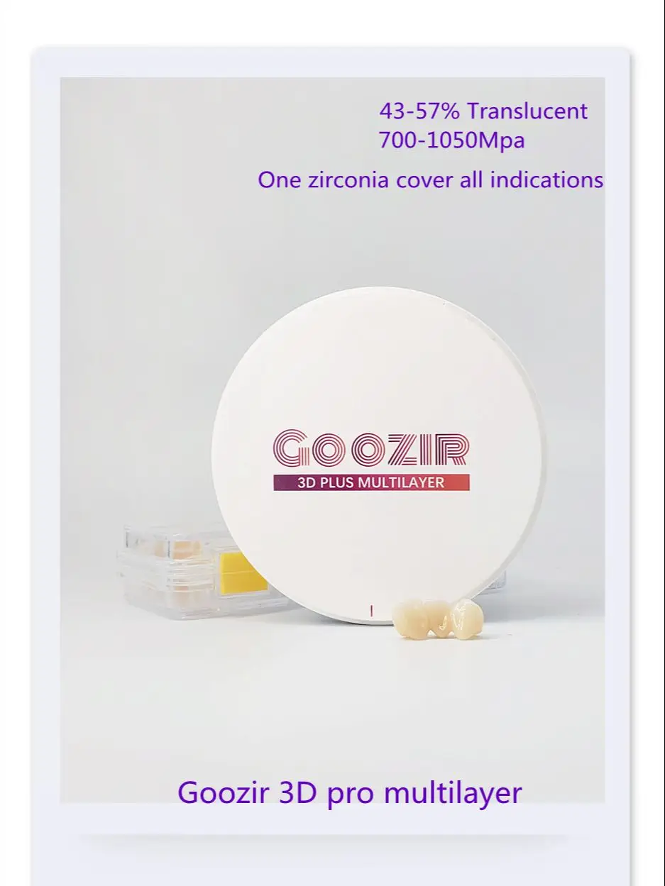 

Goozir 3D plus multilayer zirconia block 98mm dental materials for other dental equipment zirconia disc