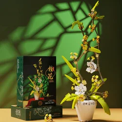 Juego de bloques de construcción de orquídeas y flores para adultos, juguete de construcción de bonsái para niña, arreglo de flores, juguetes de montaje para regalos, aromaterapia