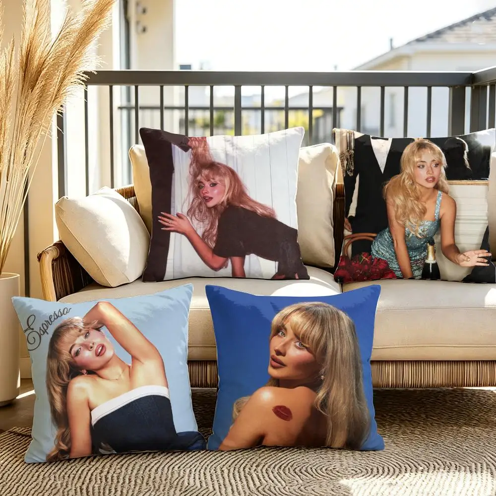 Singer S-Sabrina Carpenter Cushion Cover Soft Short Plush Pillow Cover Smooth Cozy Texture Aesthetic Cushion Case Home Decor