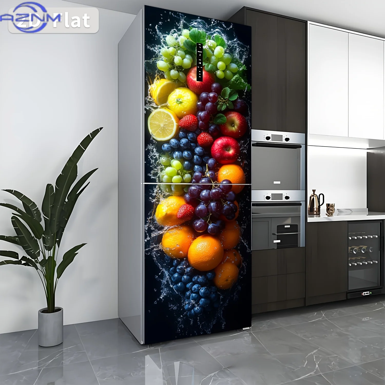 of a Fruit-Themed Fridge Sticker Measuring Made of Self-Adhesive Removable PVC Vinyl, Suitable for Cabinet