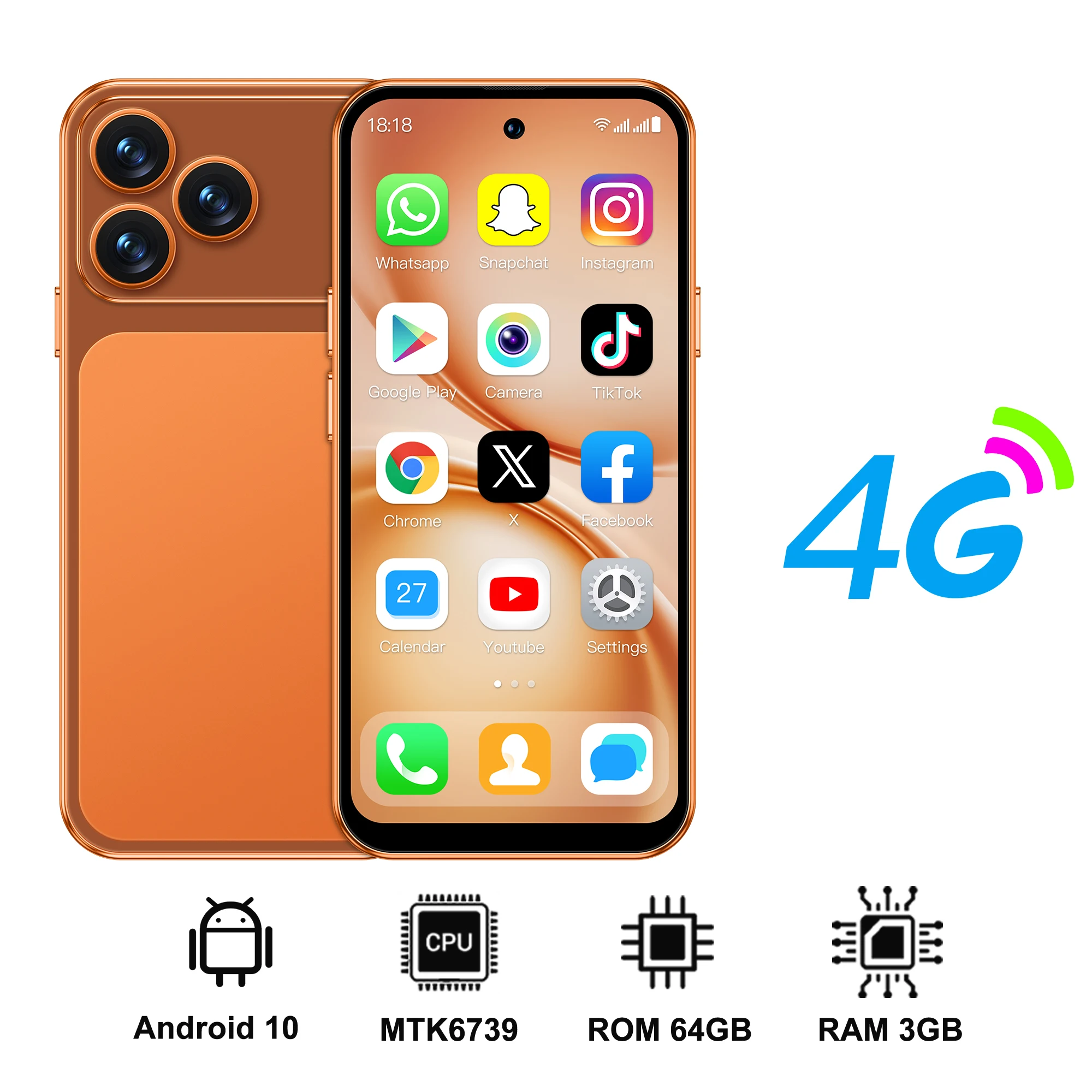 2026 NIEUWE SERVO 4G LTE Mini Smartphone Android OS 2/3GB+16/64GB Play Store Gezichtsontgrendeling WiFi 4.5" Kleine Smartphones 2 SIM Standby