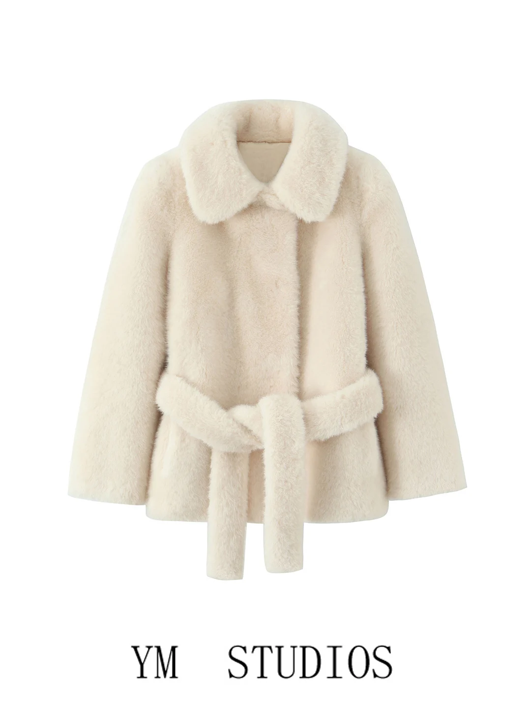 

Women's ort Fur Coat Flap Collar Belted Artificial Mink Effect Jaet 2025 Winter Outerwear High Waist Long Sve European...