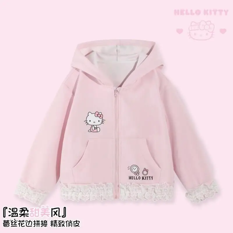 

Пальто Sanrio Hello Kitty с кружевной отделкой и лоскутным дизайном для девочек, весенний сезон, милый и нежный стиль, новинка 2026 года, модный тренд