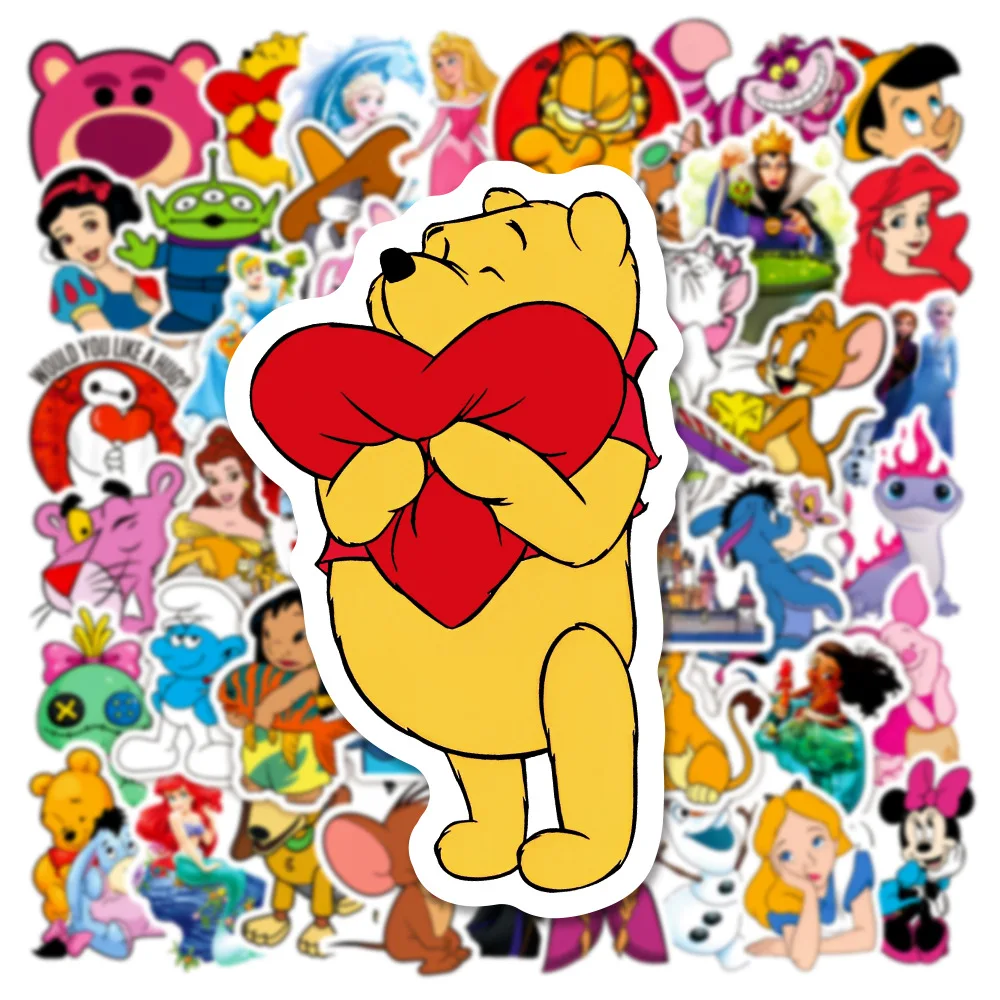 100Pcs Disney Mixed Cartoon Stickers Mickey Decals DIY Laptop Luggage Phone Motorcycle Waterproof Sticker Children Toy image 3
