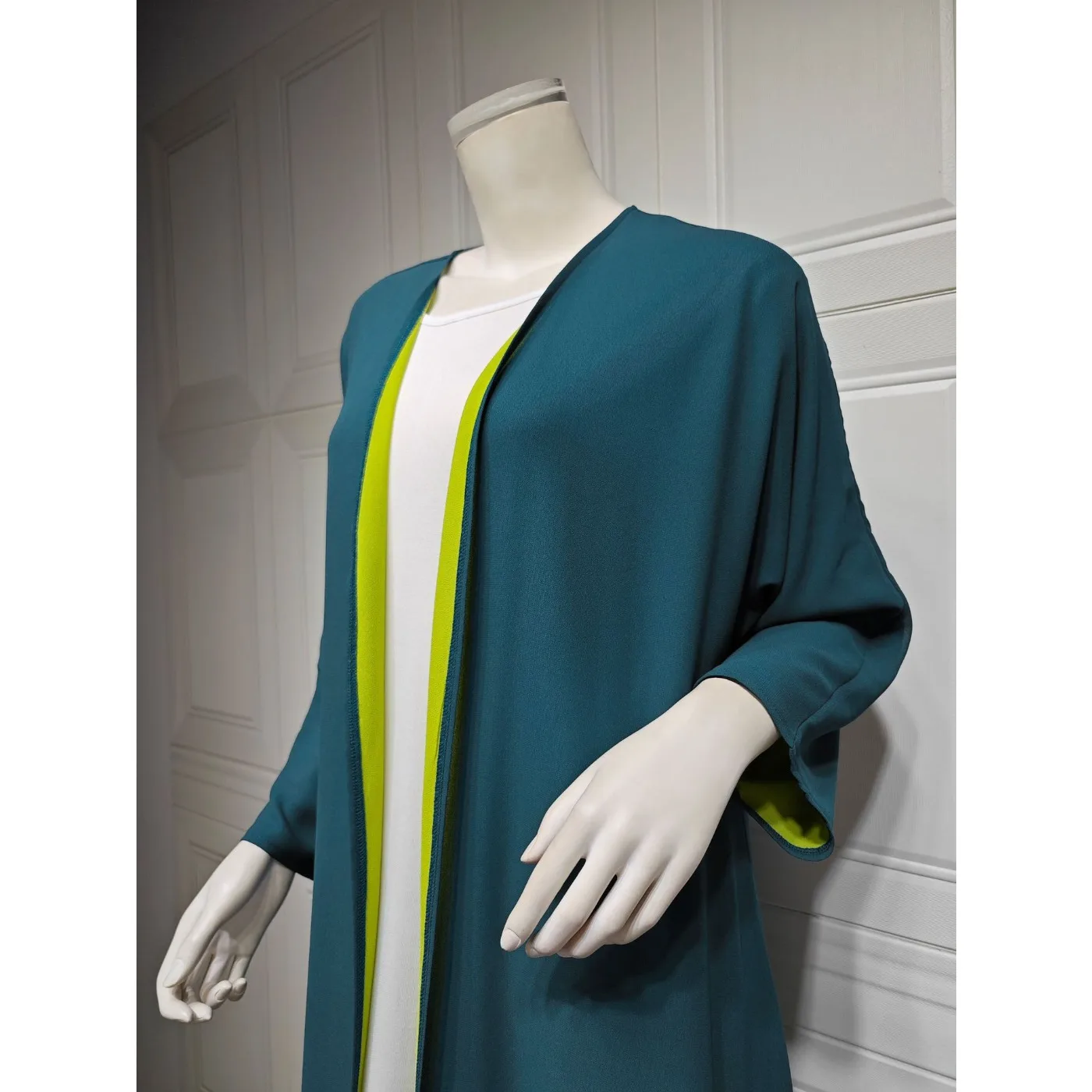 Ramadan Muslim Solid Color Open Abaya for Women Dubai Turkey Elegant Long Sleeve Party Robes Fashion Islam Femme Modest Cardigan