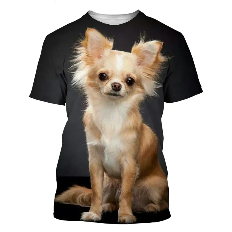 3D Printed Animal Chihuahua T Shirt For Men Funny Pet Pattern Tees Summer Harajuku Loose O-Neck Tops Short Sleeve Kids T-Shirts
