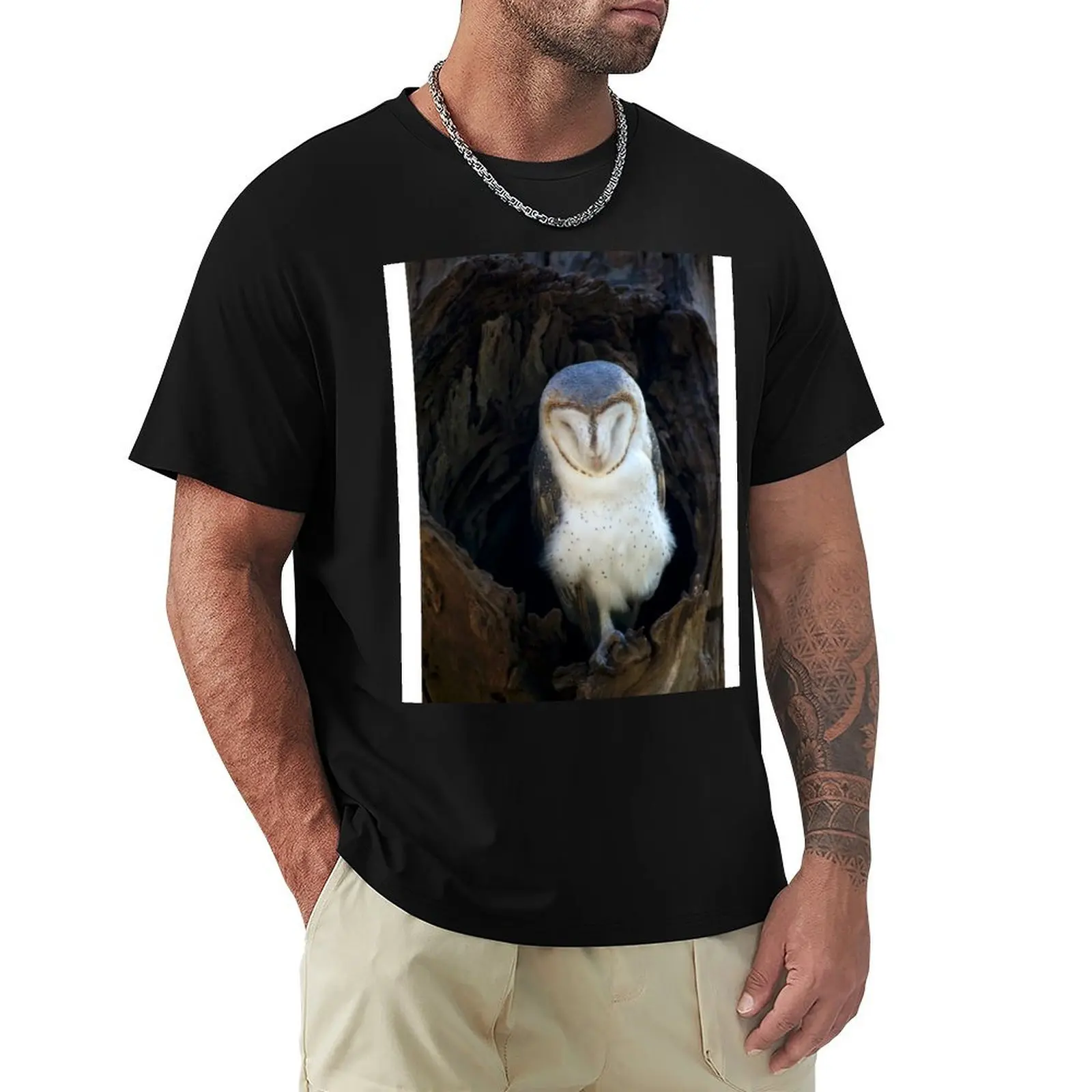 

Sleeping Barn Owl T-Shirt topping graphic tee shirt custom t shirt Men's cotton t-shirt