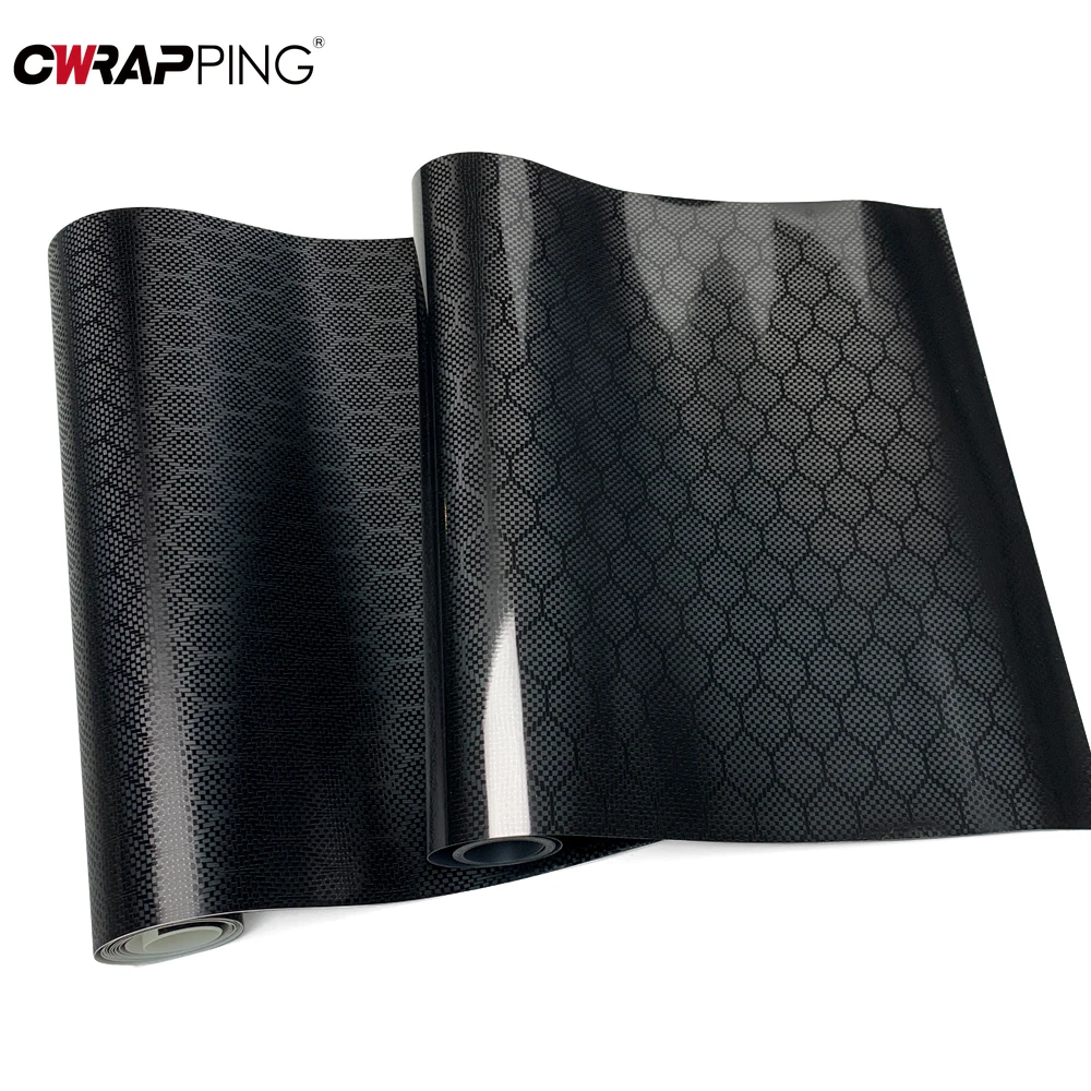 Motorrad selbstklebende Vinyl PET Carbon Wrapping Air Release wasserdichte Waben Carbon Faser Wrap für Auto Motorrad Zubehör